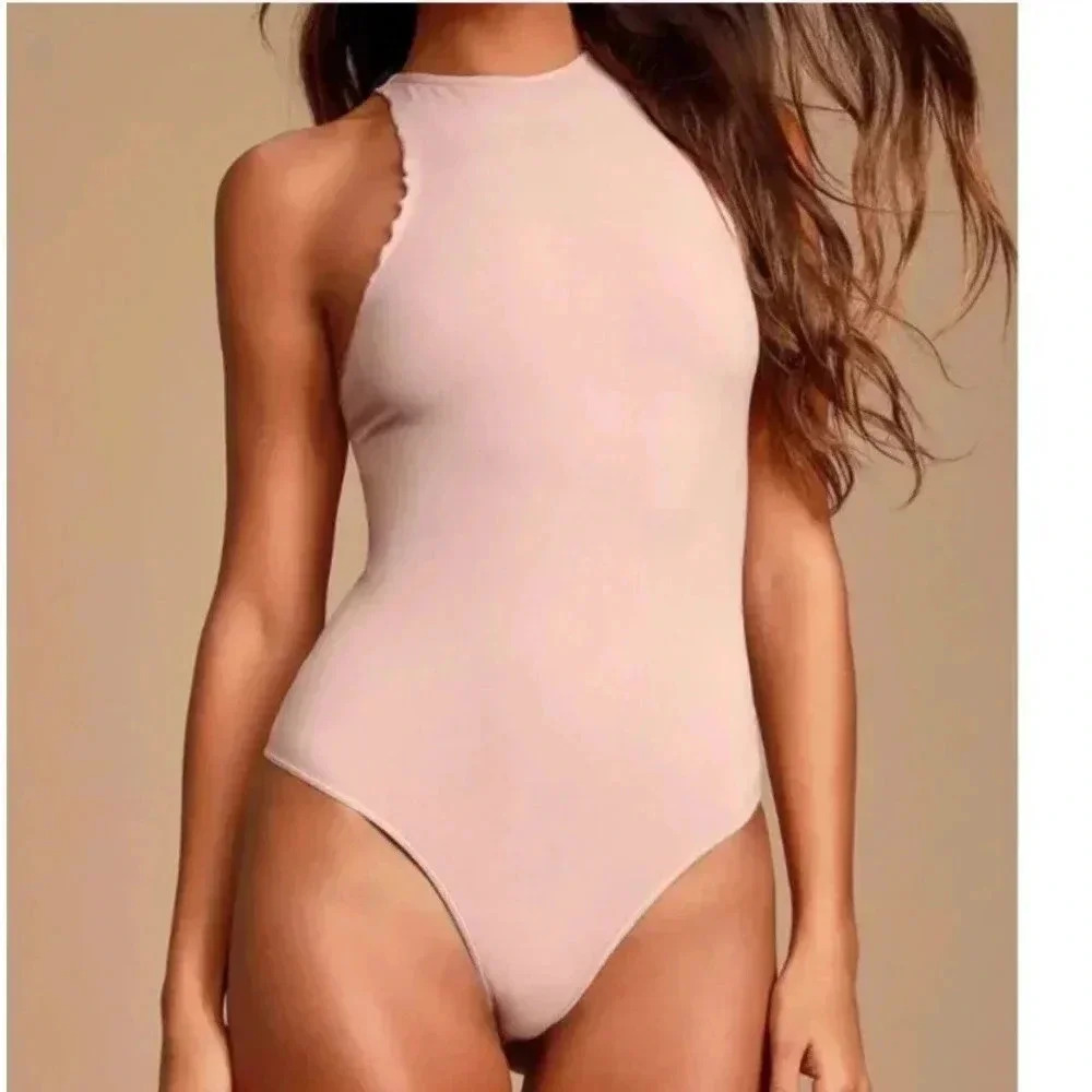 Free People Women's Bodysuit‎ Size M/L Feels Right Ballet Rose Thong Bodysuit